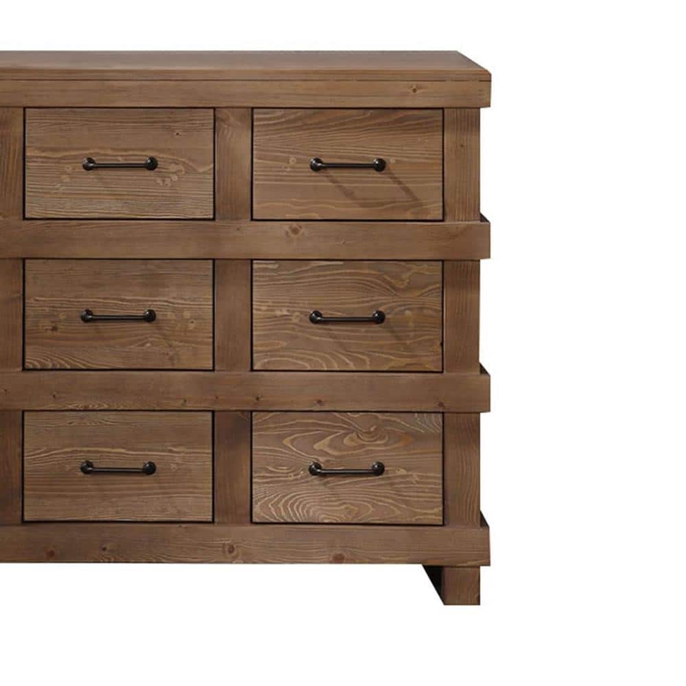 Adams Industrial 44" Antique Oak Dresser with Felt-Lined Drawers