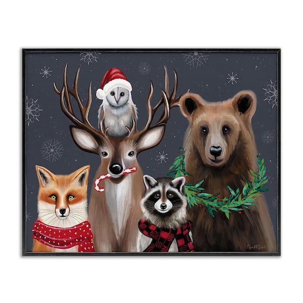 Stupell Industries Winter Woodland Animals by Elizabeth Tyndall 1-Piece Framed Graphic Print Animal Poster Art Print 20 in. x 16 in.