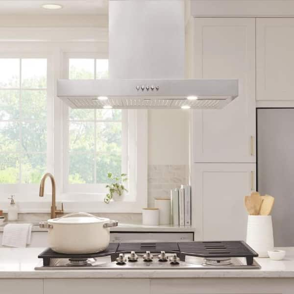 Lora 30 in. 350CFM Convertible Kitchen Island T-Shape Range Hood in Stainless Steel w/ Charcoal Filters and LED Lighting