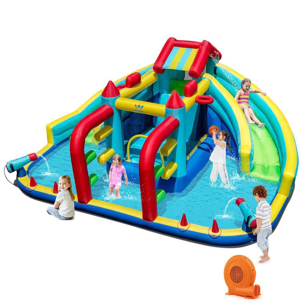 Inflatable Bounce House Water Park with Climbing Wall Splash Pool Water Cannons 750W Blower price history on PriceWatchPro