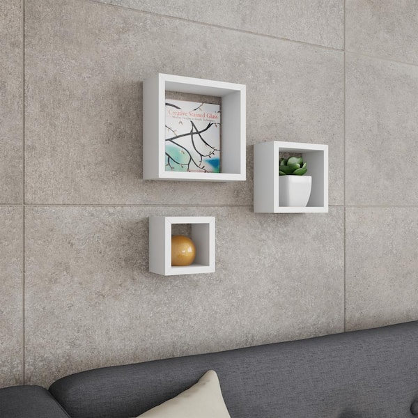 Decorative Floating Cube Wall Shelves, Square Floating Shelves Set 3