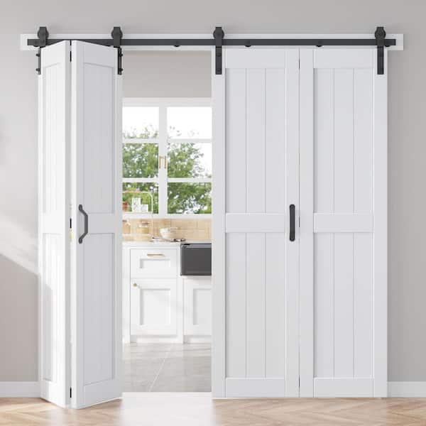 84 in. x 84 in. Paneled White Finished Solid Core MDF Wood Composite Bi-fold Door with Hardware