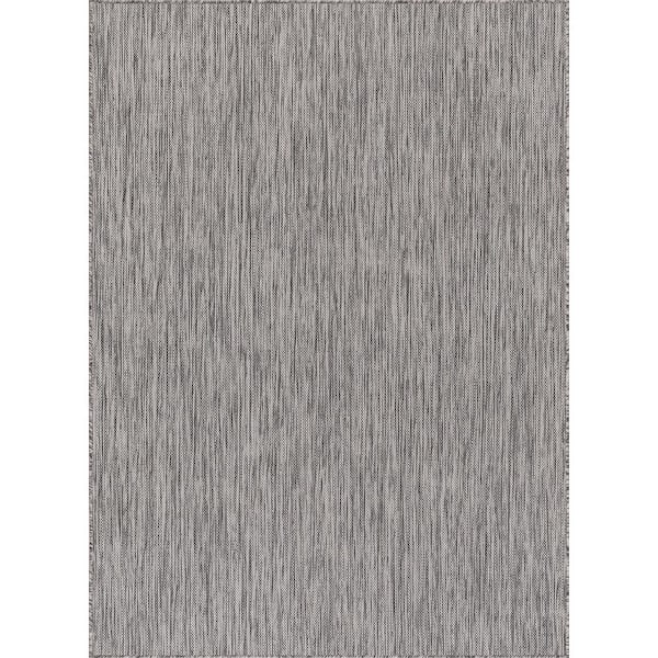 Beverly Rug Silver 9 ft. x 12 ft. Aloha Washable Indoor Outdoor Area Rug
