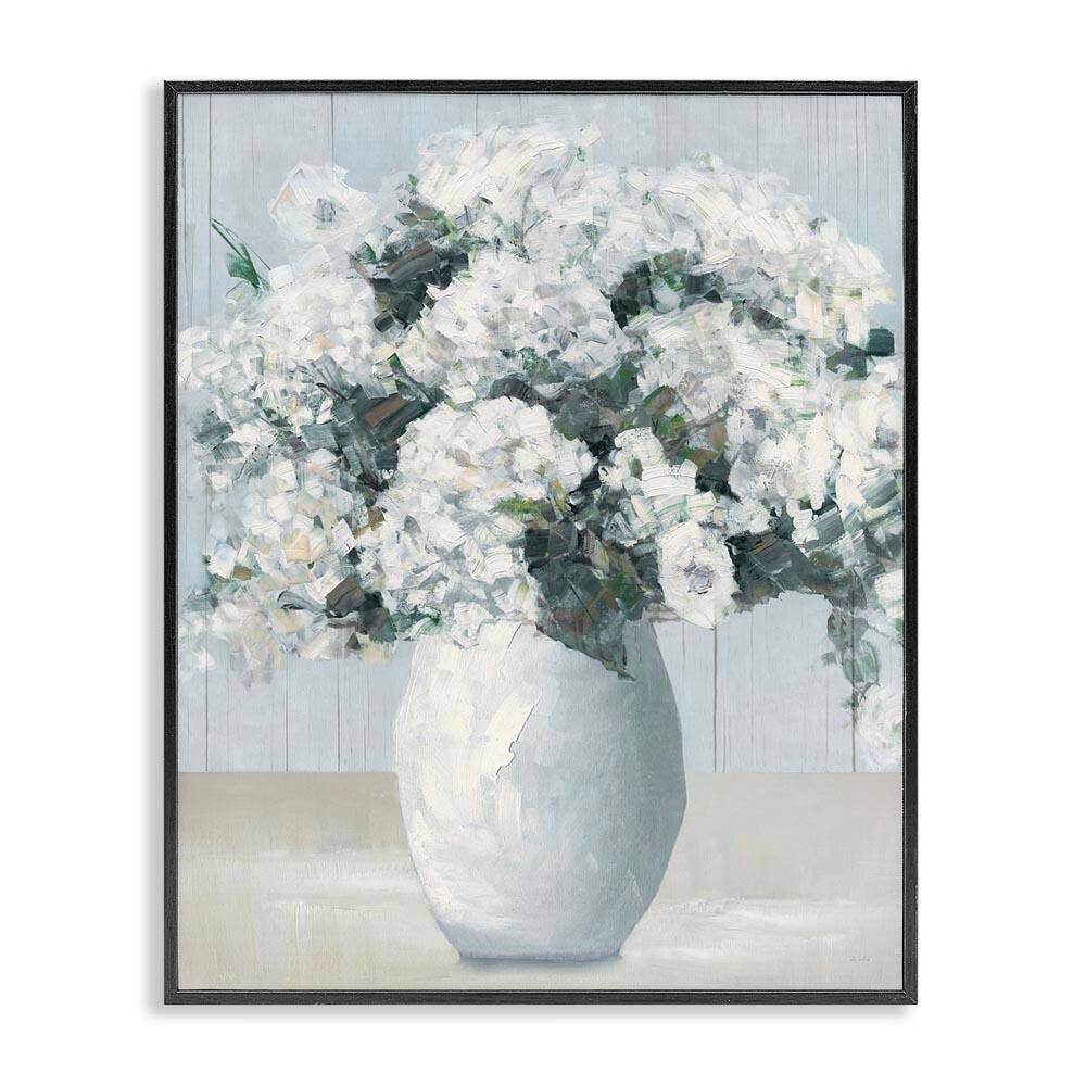Timeless White Flower Vase by Sally Swatland Black Framed Nature Giclee Art Print 20 in. x 16 in. price history on PriceWatchPro