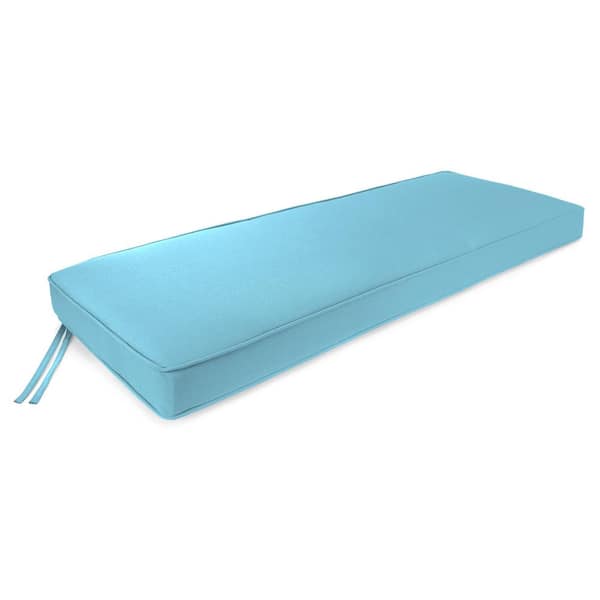 47 in. W x 17 in. D x 3 in. T Rectangular Outdoor Bench Cushion in Canvas Light Aqua