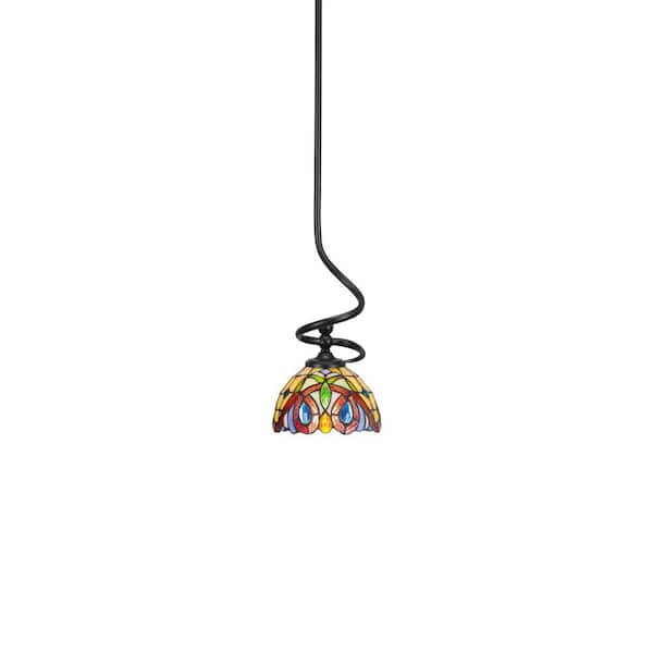 Unbranded Bridgewater 100 W 1-Light Matte Black Standard Mini Pendant Light with Glass Shade