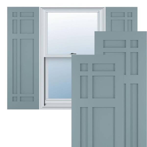 Ekena Millwork 18 in. x 57 in. Flat Panel True Fit PVC San Juan Capistrano  Mission Style Fixed Mount Shutters Pair in Peaceful Blue TFP001SJ18X057SB -  The Home Depot