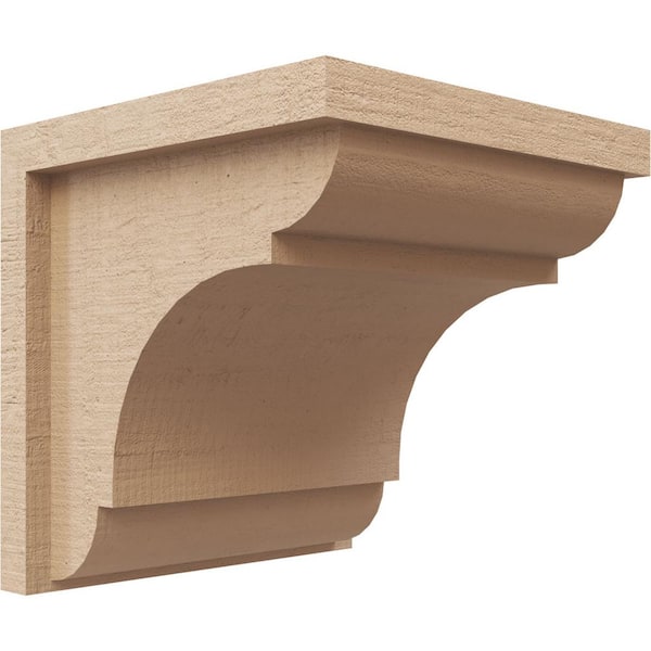 Ekena Millwork 8-in. x 8-in. x 8-in. Series 1 Wide Bryant Rough Cedar Woodgrain Timberthane Polyurethane Corbel, Primed Tan
