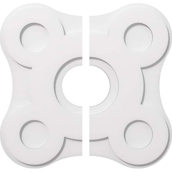 Ekena Millwork 1 in. P X 8-1/4 in. C X 24 in. OD X 6 in. ID Luna Architectural Grade PVC Contemporary Ceiling Medallion, Two Piece