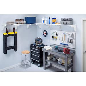 40 in. - 75 in. Metal 2-Expandable Garage Shelf in White (Set of 2)