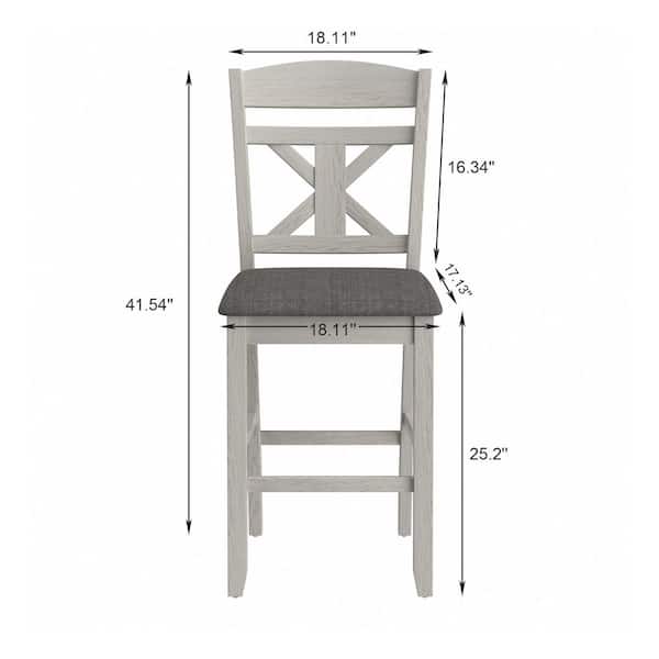 Gray Counter Height Wood Dining Table Set for 6,7-Piece Set with Leaf Extension & Storage, Farmhouse Kitchen Table Set