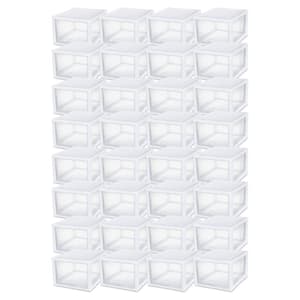 27 Qt. Single Modular Stacking Storage Drawer Container in Clear, 32-Pack