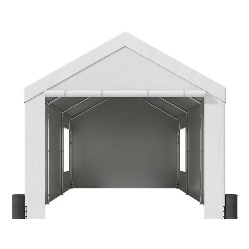 12 ft. x 20 ft. White Heavy Duty Car Canopy with Roll-up Ventilated Windows Waterproof UV Tarp for SUV, Truck, Boat price history on PriceWatchPro