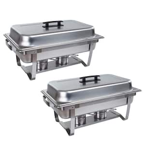 9 qt. Chafing Dish Buffet Set - Includes Food Pan, Water Pan, Cover, Chafer Stand and 2-Fuel Holders - Set of 2