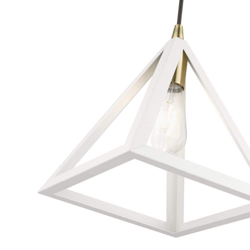 Textured White Mini Pendant with Antique Brass Accents