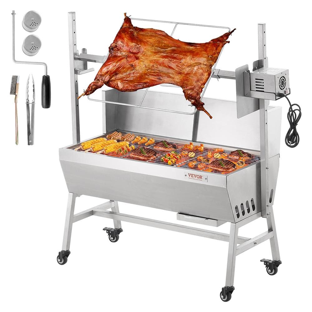 Rotisserie Grill with Windscreen, BBQ Whole Charcoal Spit Grill, 35 in. 90 lbs. Capacity, Electric 42-Watt Motor Roaster price history on PriceWatchPro