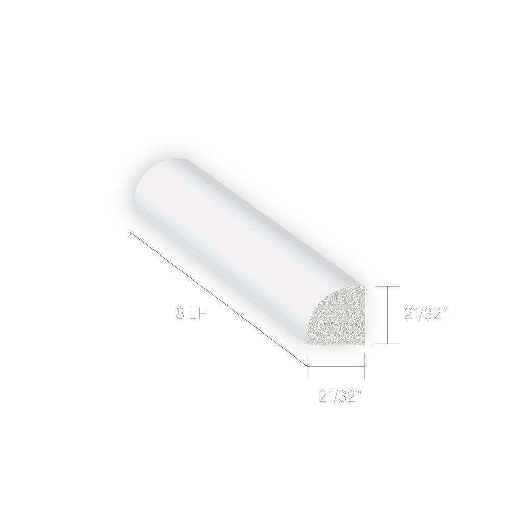 MTRIM 21/32 in. W x 21/32 in, H x 3 in. L. Quarter Round White ...