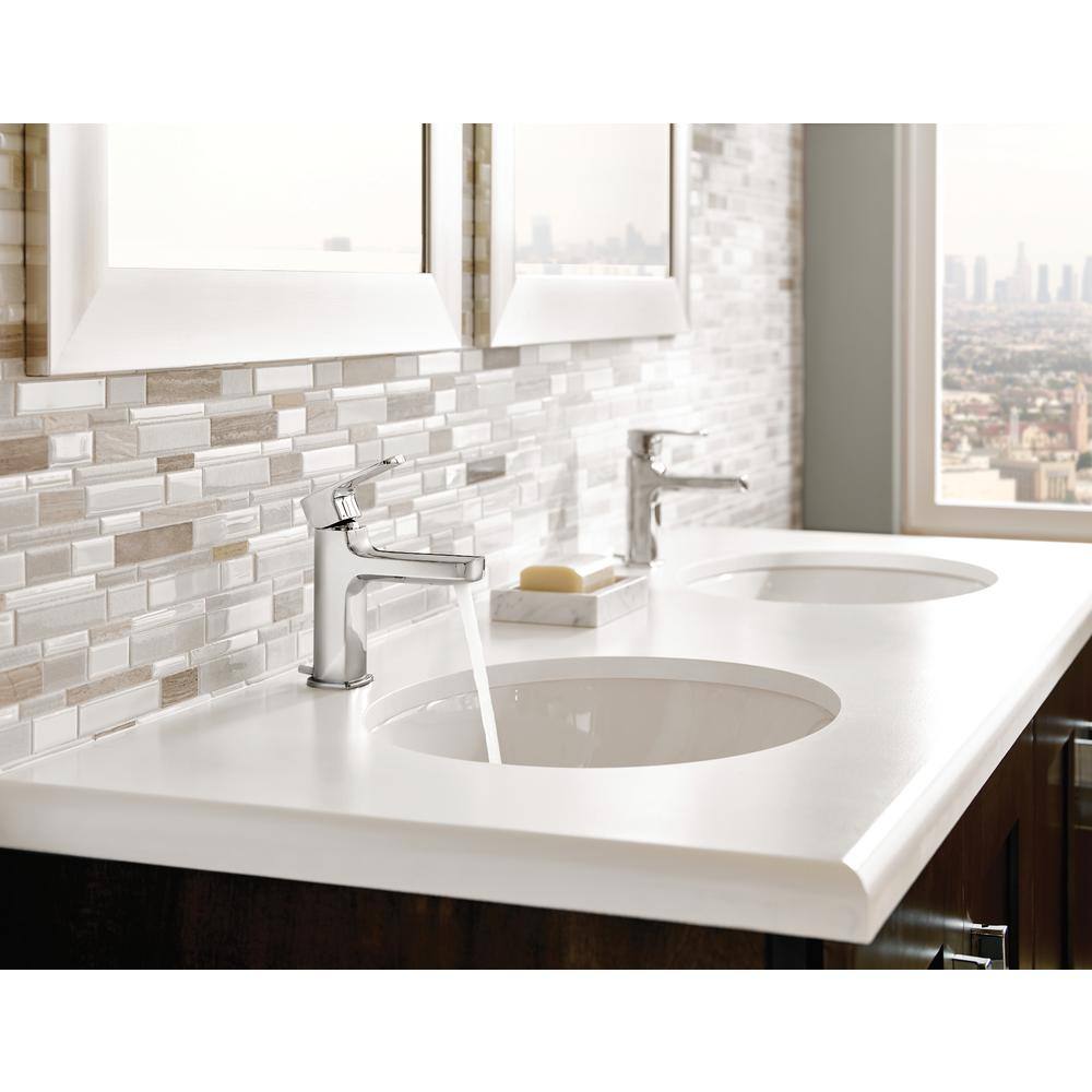Chrome Single Handle Modern Bathroom Faucet with Drain Assembly