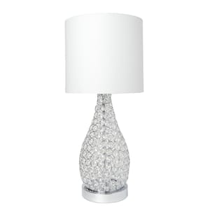 22 in. 1-Light Chrome Elipse Crystal Pinned Decorative Gourd Accent Table Lamp