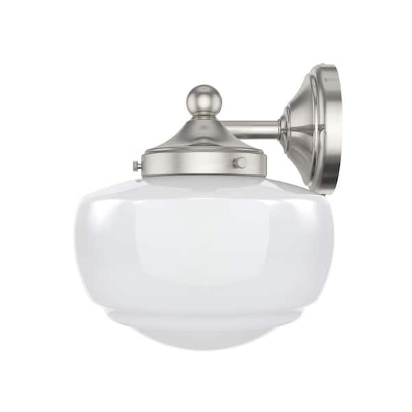 Hunter - Saddle Creek 23.5 in. 3-Light Brushed Nickel Vanity Light with Cased White Glass Shades