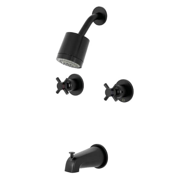 Kingston Brass Concord 2-Handle 2- -Spray Tub and Shower Faucet in Matte Black (Valve Included)