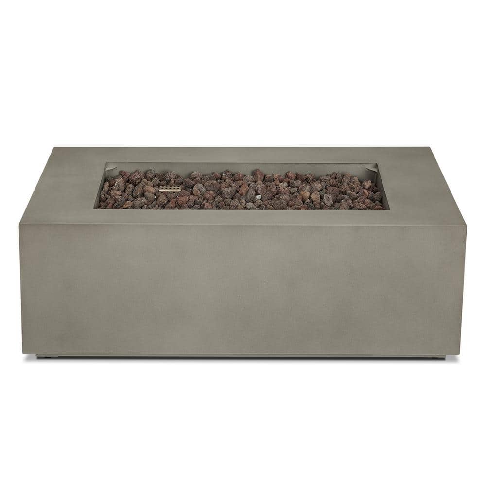 Mist Gray Rectangular Gas Fire Pit Table with Steel Frame