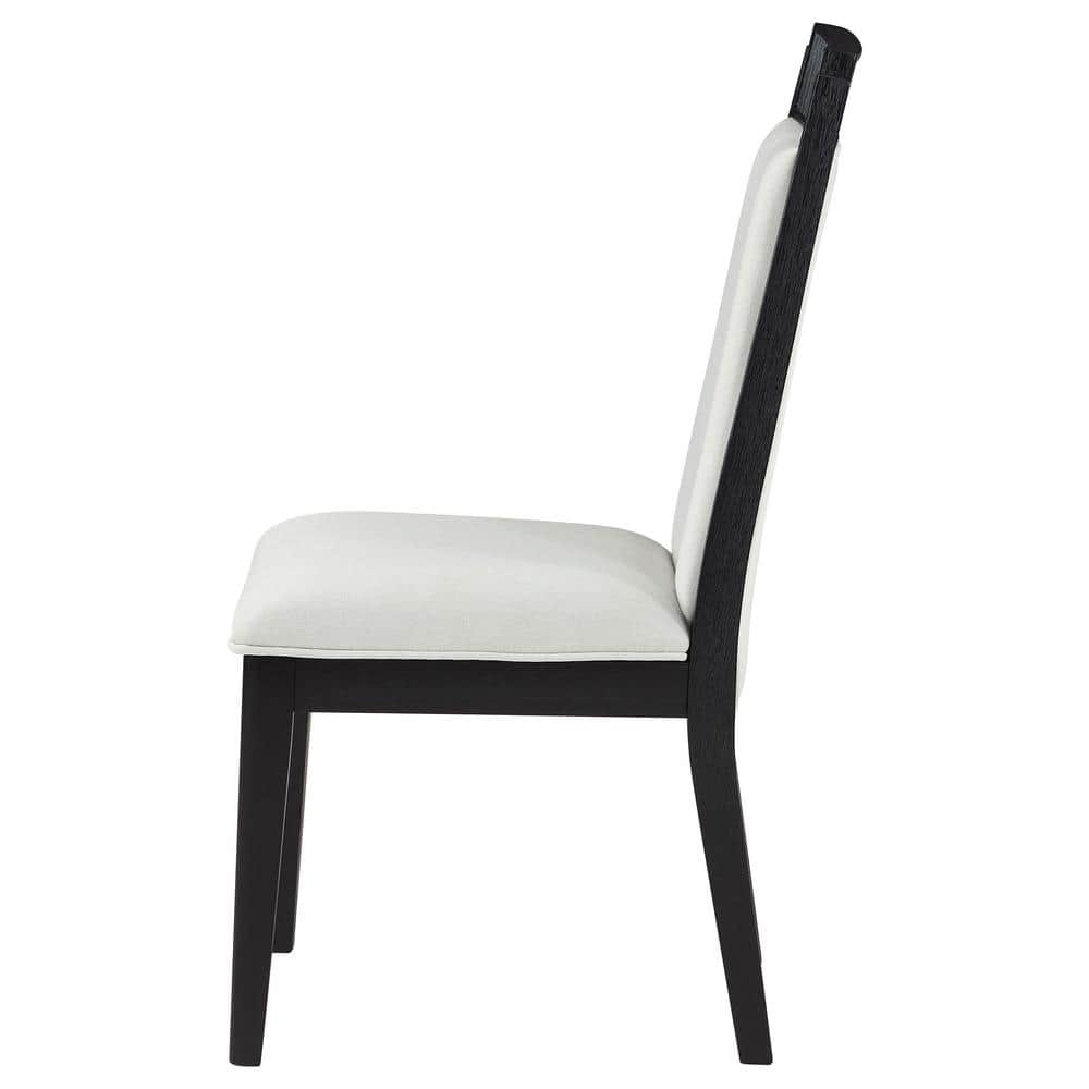 Brookmead Black Wood High Back Upholstered Side Chair