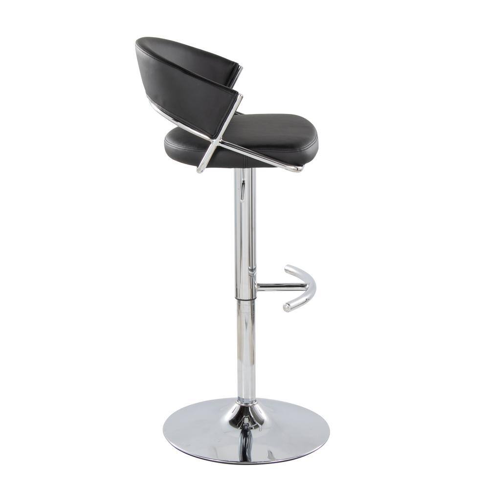 Adjustable Black Faux Leather and Chrome Swivel Barstool Set