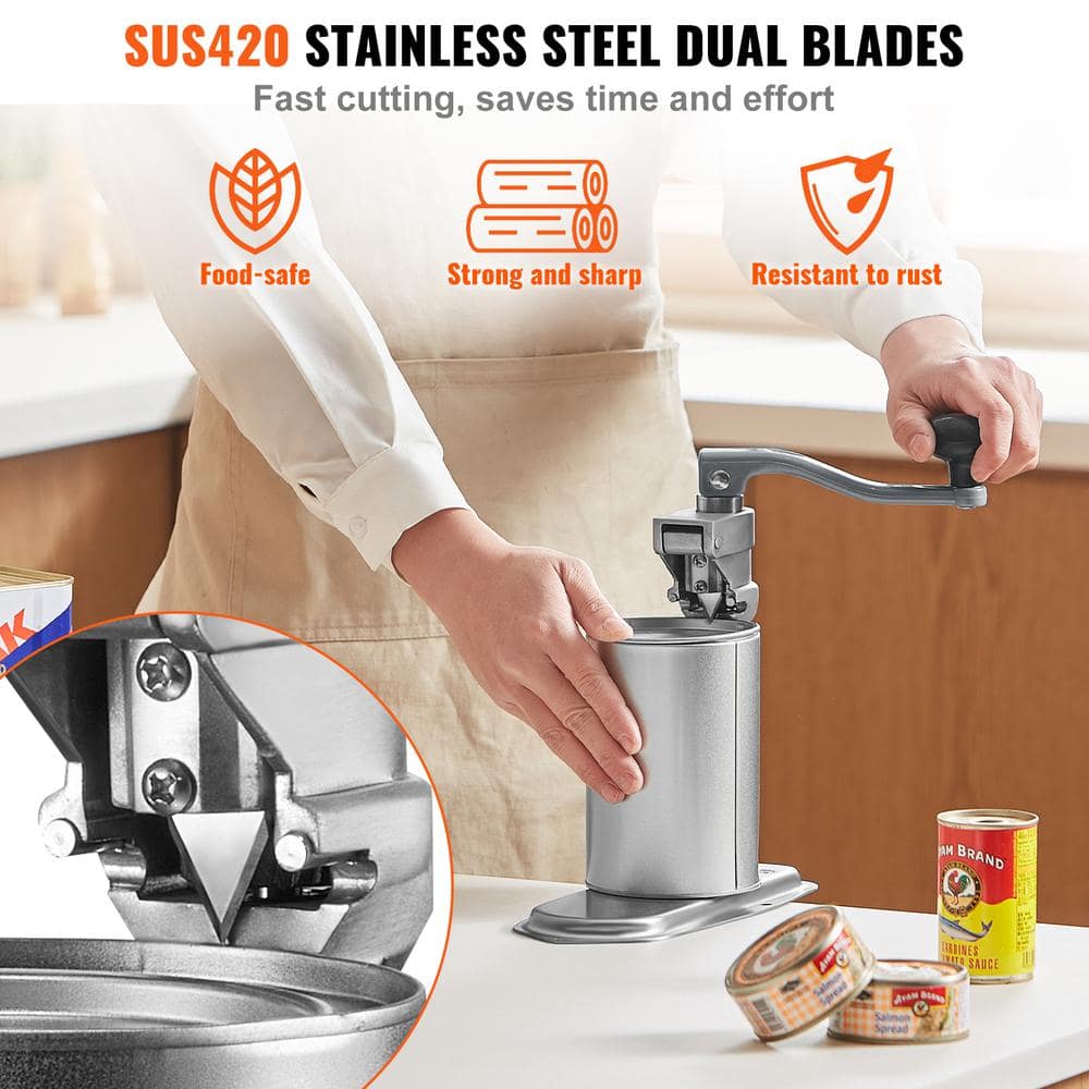 Commercial Steel Table Clamp Manual Can Opener with Ergonomic Handle