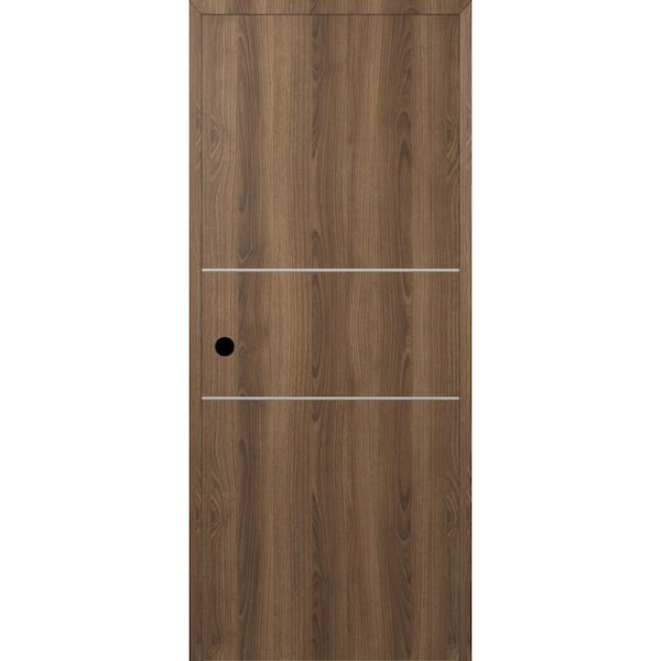 Belldinni Optima 2H DIY-Friendly 24 in. x 84 in. Right-Hand Solid Core Pecan Nutwood Composite Single Prehung Interior Door