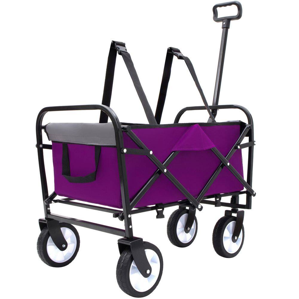 Purple 3 cu. ft. Collapsible Foldable Steel Garden Cart with Strapping System for Camping Shopping Gardeing Fishing price history on PriceWatchPro
