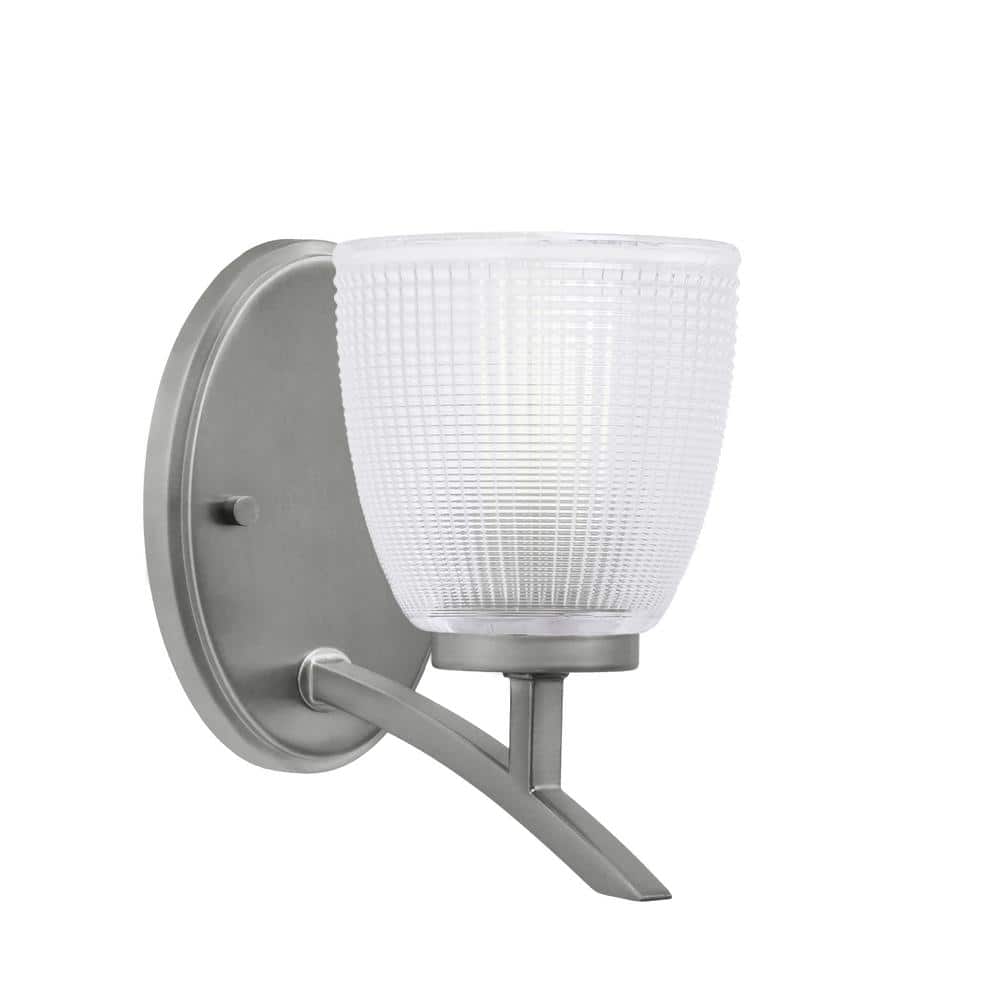 Siena 5 in. 1-Light Graphite Sconce with 5 in. Clear Ribbed Glass Shade No 