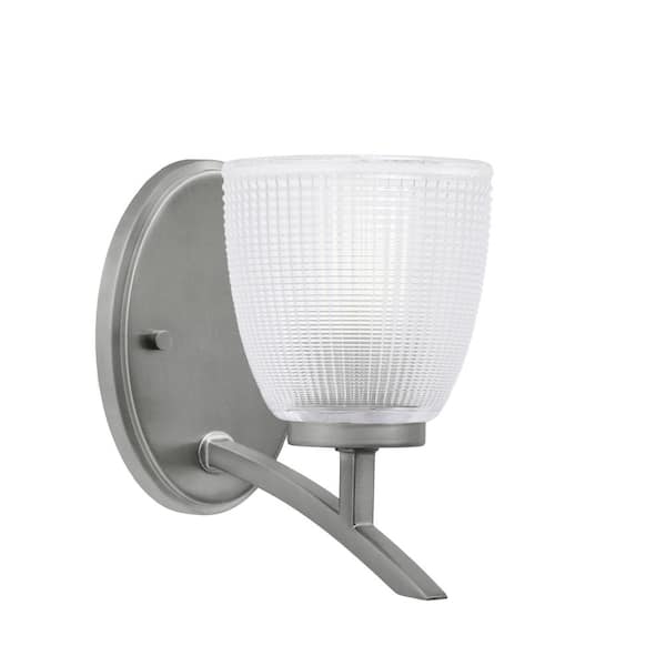 Unbranded Siena 5 in. 1-Light Graphite Sconce with 5 in. Clear Ribbed Glass Shade No Bulb Included