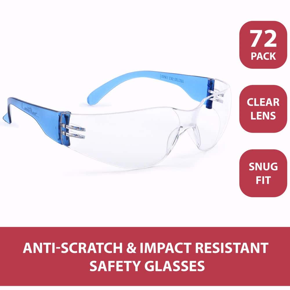 Blue, Crystal Clear Lens Color Temple Safety glasses (72-Pairs) price history on PriceWatchPro