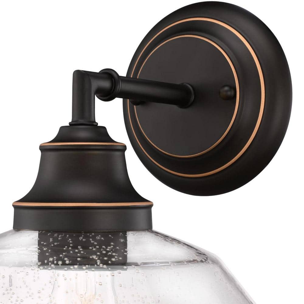 Iron Hill Oil-Rubbed Bronze Wall Sconce with Seeded Glass