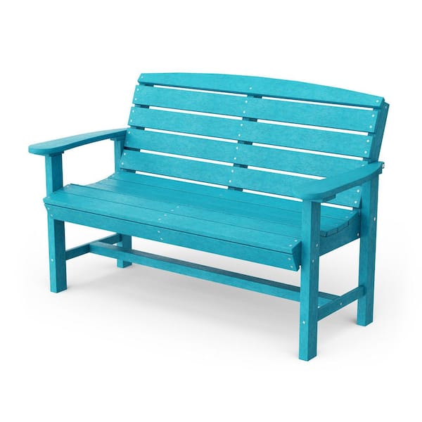 Wildridge Classic Aruba Blue HDPE Plastic Outdoor Bench