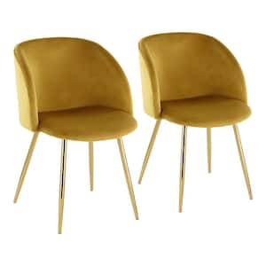 Fran Chartreuse Velvet and Gold Metal Dining Chair (Set of 2)