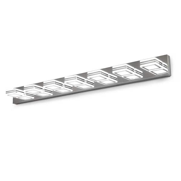 45 in. 7 Light Modern Chrome Vanity Light Fixture Bathroom Over Mirror Wall Lights with Iron+Acrylic Dimmable