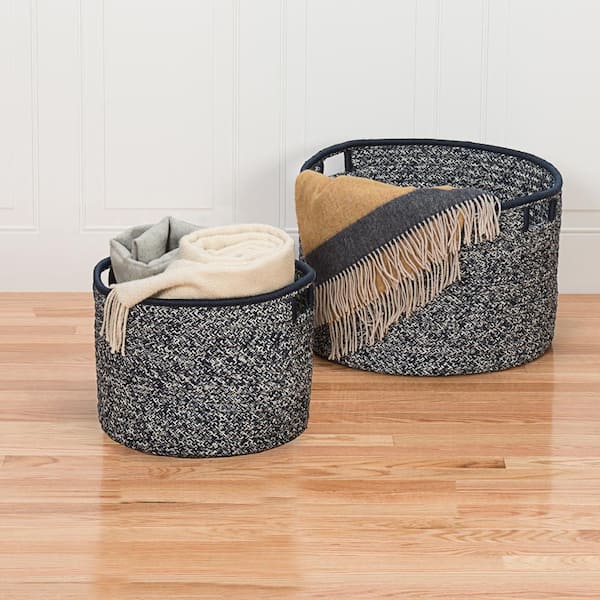 Colonial Mills Casablanca 20 in. x 20 in. x 14 in. Blue Round Polypropylene Braided Basket