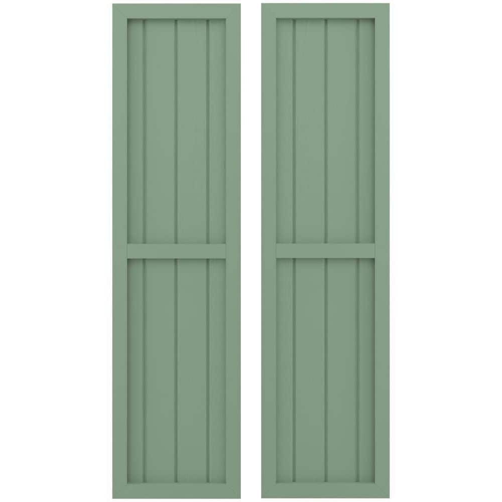 14 in. W x 63 in. H Americraft 4-Board Exterior Real Wood 2 Equal Panel Framed Board and Batten Shutters in Track Green price history on PriceWatchPro