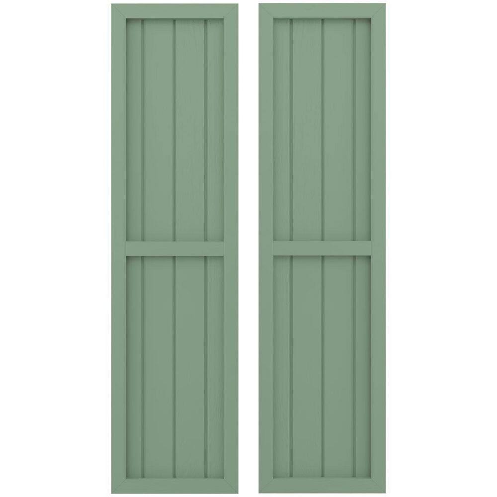 14-in W x 77-in H Americraft 4 Board Exterior Real Wood Two Equal Panel Framed Board and Batten Shutters Track Green price history on PriceWatchPro