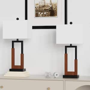 Montgomery 30 " Wood/Black Table Lamp Set With USB (Set of 2)