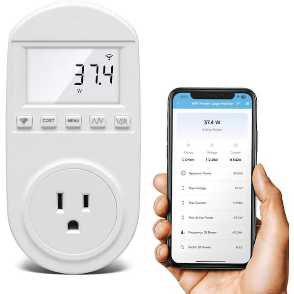Lukyamzn WiFi Electricity Usage Monitor Plug-in Power Meter with Audible Alarm Refrigerator Consumption and Electricity Bill Data