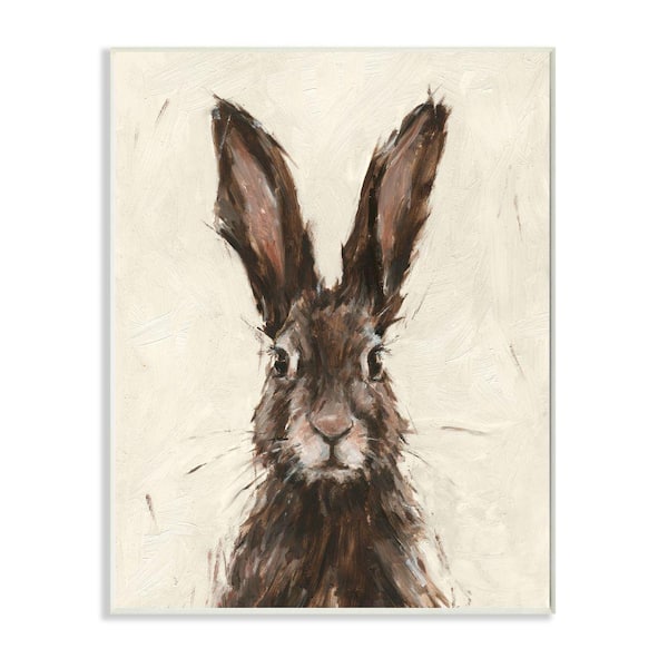 Stupell Industries "Brown European Rabbit Hare Portrait Painting" by Ethan Harper Unframed Animal Wood Wall Art Print 10 in. x 15 in.