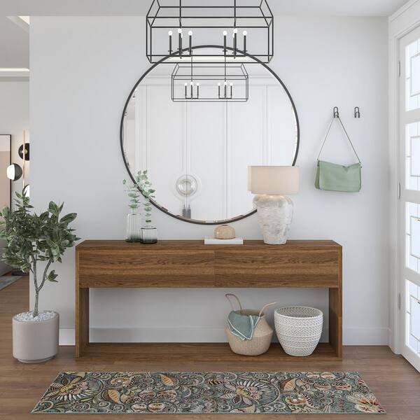 Capri Abstract Seafoam 2 ft. x 8 ft. Indoor Runner Rug