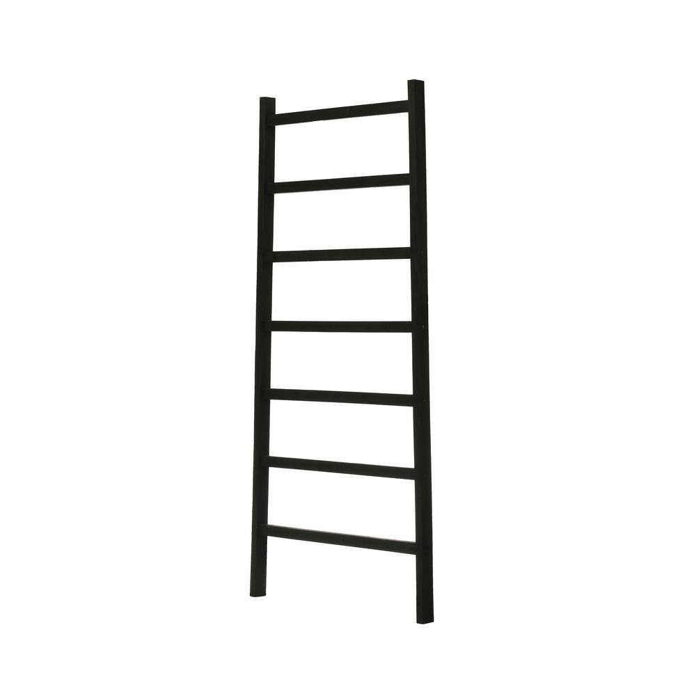 64" Black Firwood Decorative Ladder with 7 Rungs
