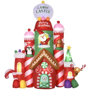 10 ft. LED Animatronic Christmas Candy Castle, Blow-Up Outdoor LED Yard Display Inflatable Halloween