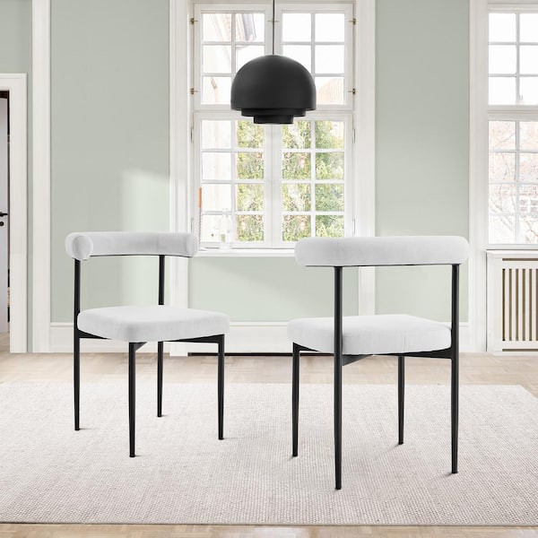 Armen Living Shannon Cream Fabric Armless Dining Chair Set of 2