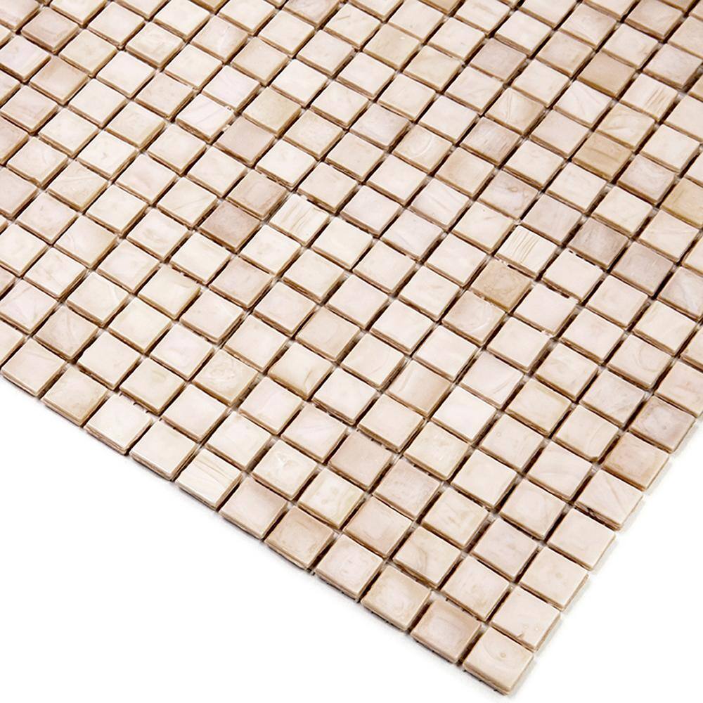 Skosh 11.6" x 11.6" Glossy Iridescent Beige Glass Mosaic Tile