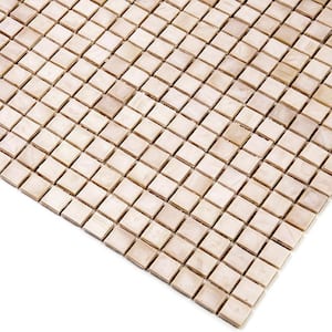 Skosh 11.6 in. x 11.6 in. Glossy Shimmer Beige Glass Mosaic Wall and Floor Tile (18.69 sq. ft./case) (20-pack)